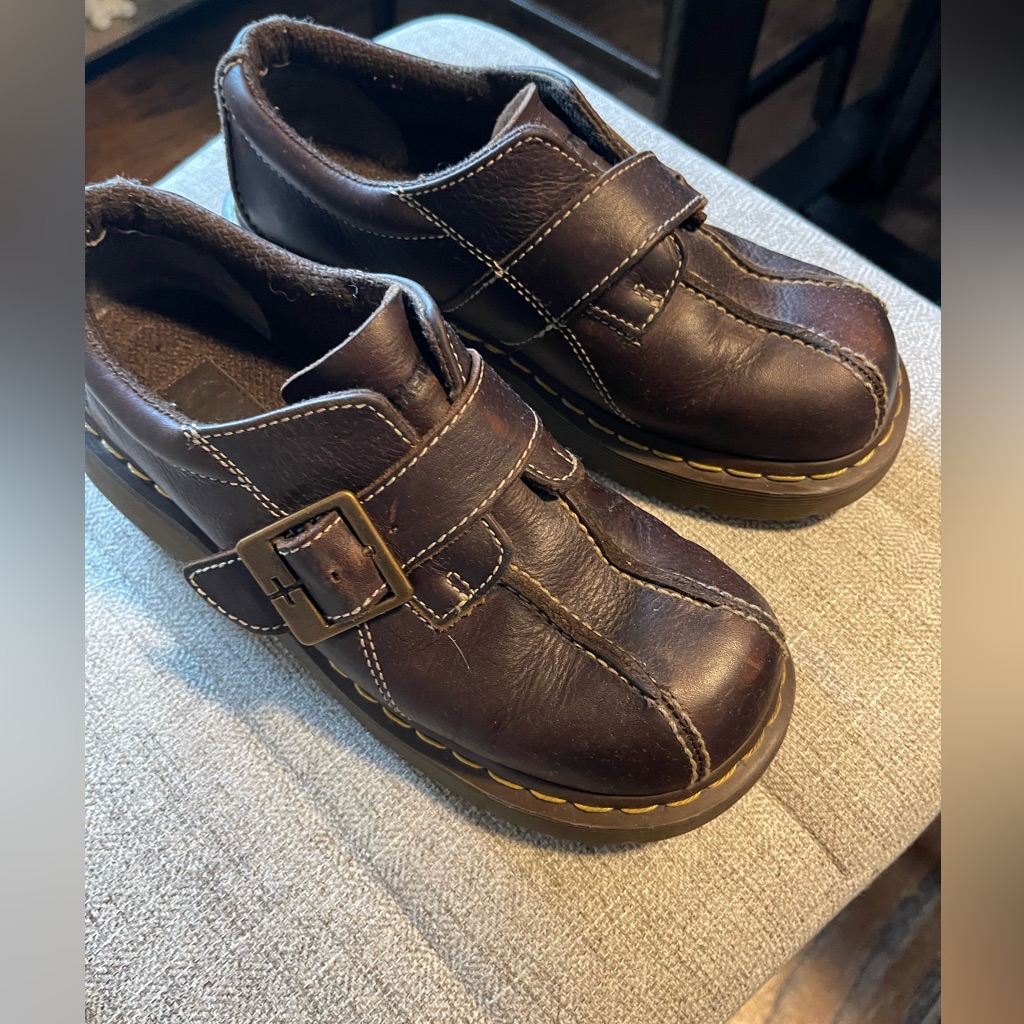 Dr. Martens Women’s Shoes Monk Strap Oxford Chunky Y2k Brown Leather Wedge